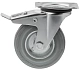 Промышленное колесо 125 мм (площадка, поворотное, тормоз, серая резина, роликоподшипник) - SCb 55 f